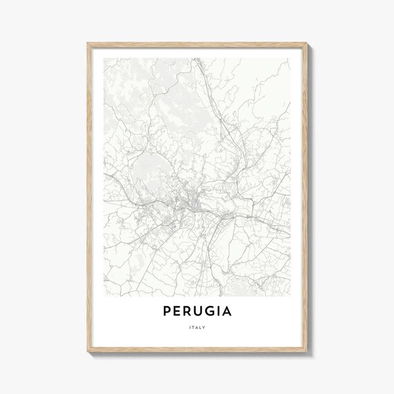Perugia Italy City Street Map Minimalist Black And White Poster