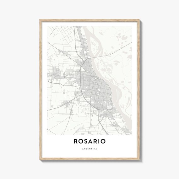 Rosario Argentina Minimalist City Map Line Art Travel Poster