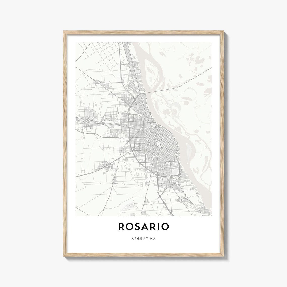 Rosario Argentina Minimalist City Map Line Art Travel Poster