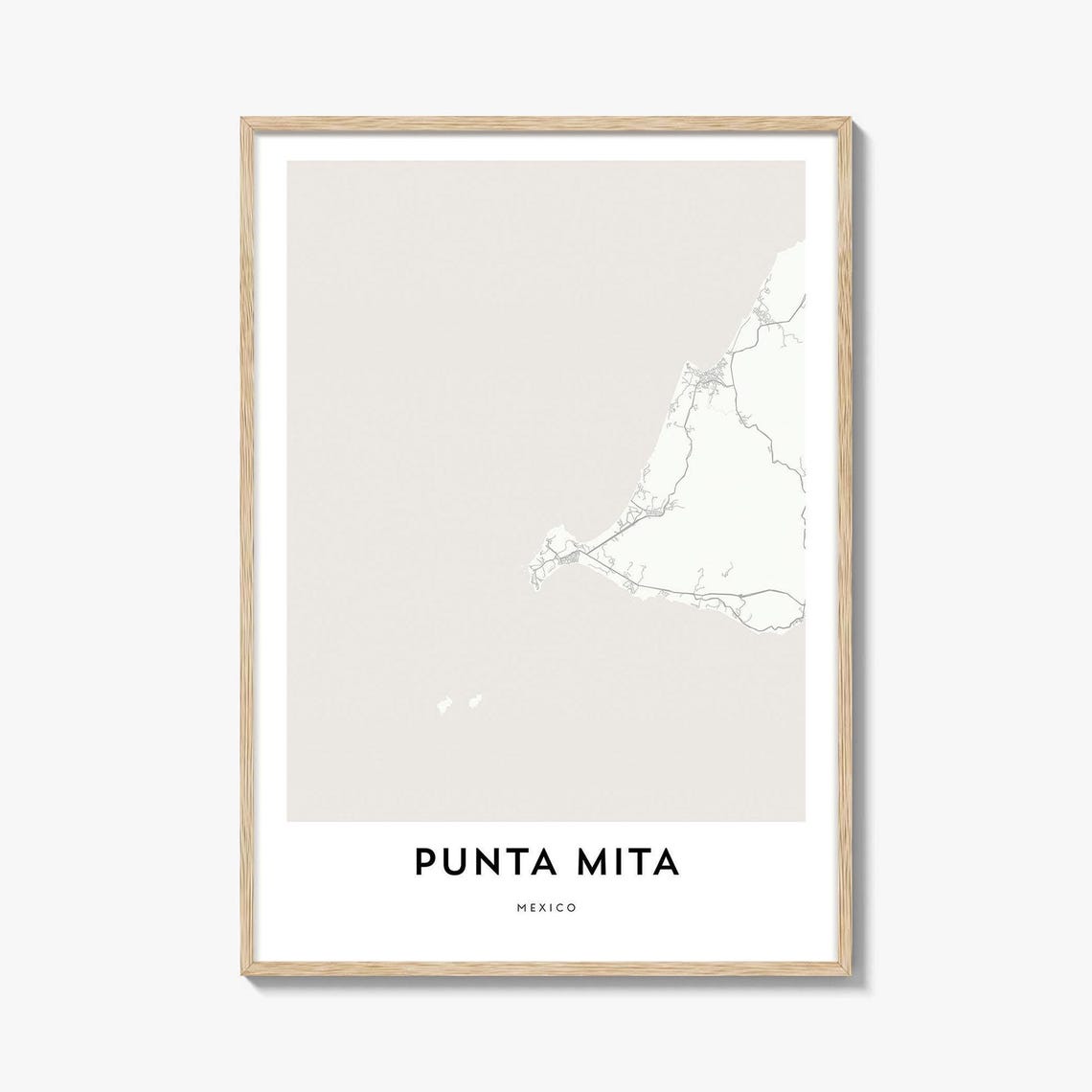 Punta Mita Mexico Coastal City Street Map Peninsula Travel Poster
