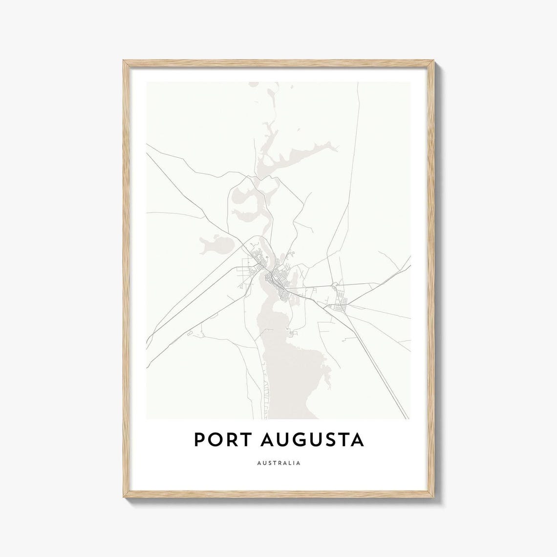 Port Augusta Australia Minimalist White Map Coastal Art Print