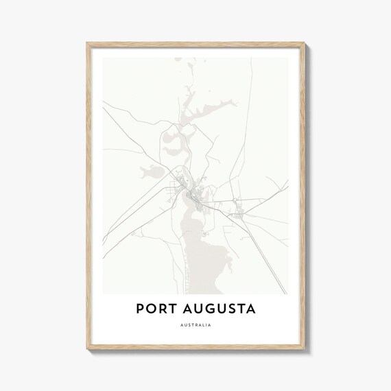 Port Augusta Australia Minimalist White Map Coastal Art Print