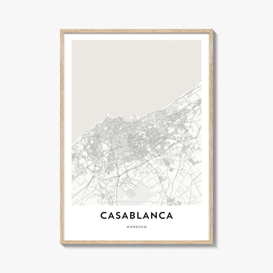 Casablanca Morocco Minimalist City Street Map Print Gift Decor