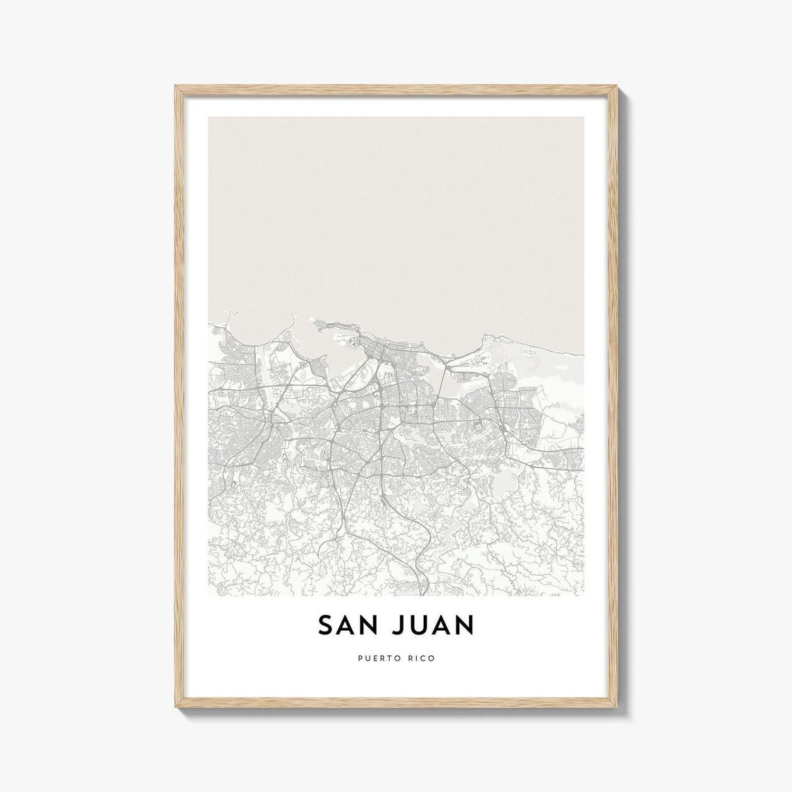 San Juan Puerto Rico Minimalist City Street Map Modern Wall Art