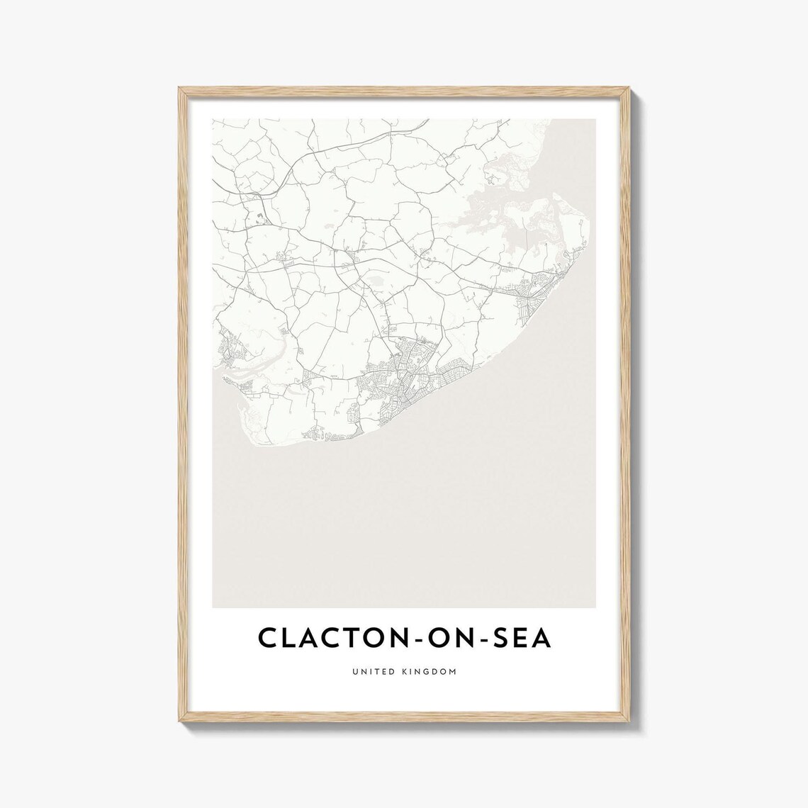 Clacton-on-Sea United Kingdom Minimalist Street Map Print for Modern Decor