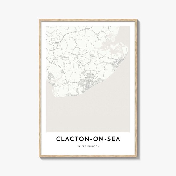 Clacton-on-Sea United Kingdom Minimalist Street Map Print for Modern Decor
