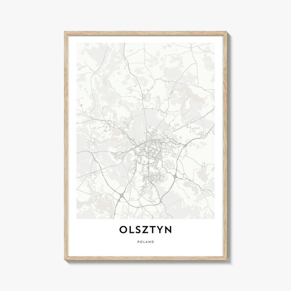 Olsztyn Poland Minimalist City Street Map Black And White Poster