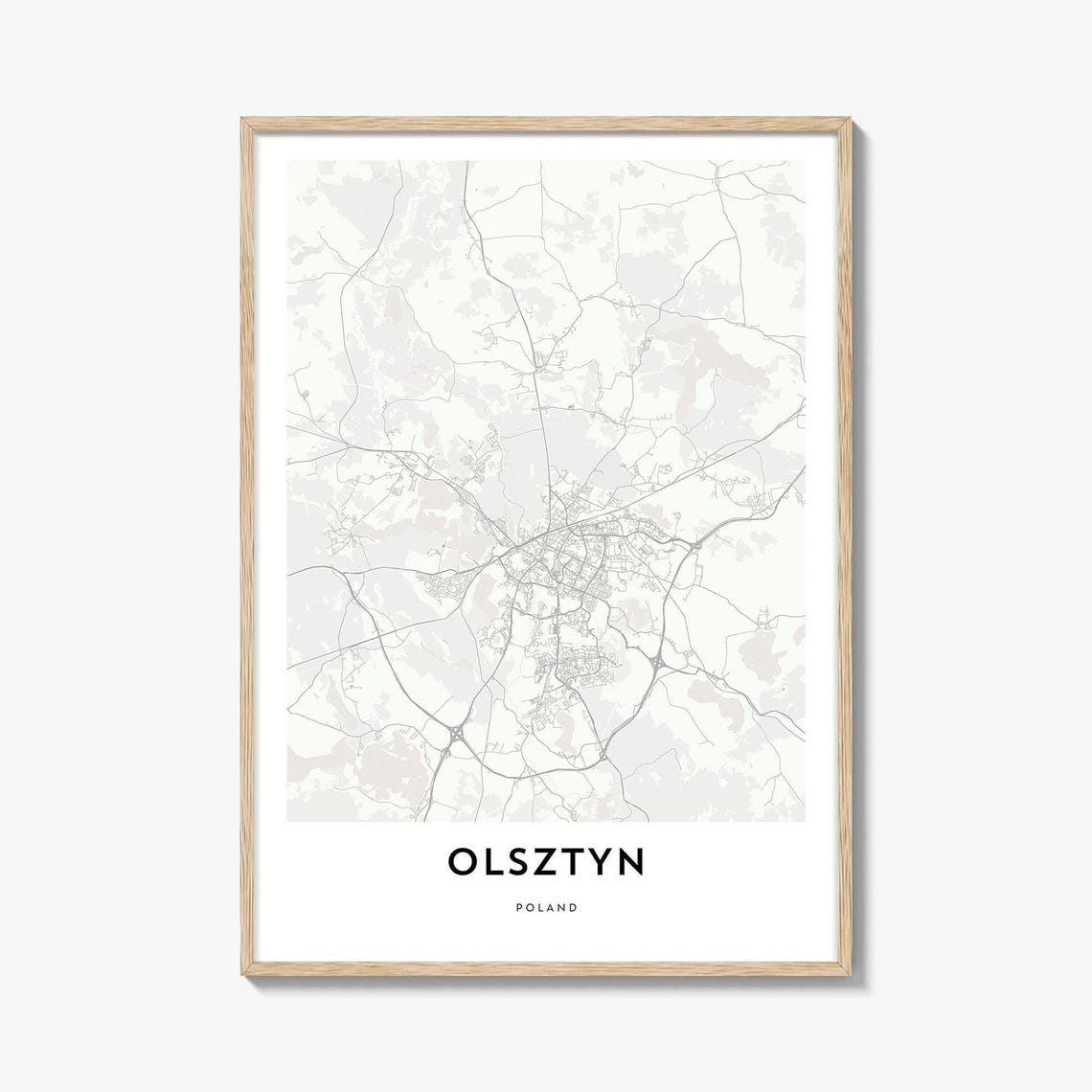Olsztyn Poland Minimalist City Street Map Black And White Poster