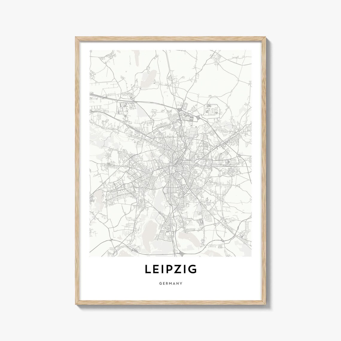 Leipzig Germany Minimalist Black White City Street Map Art Print