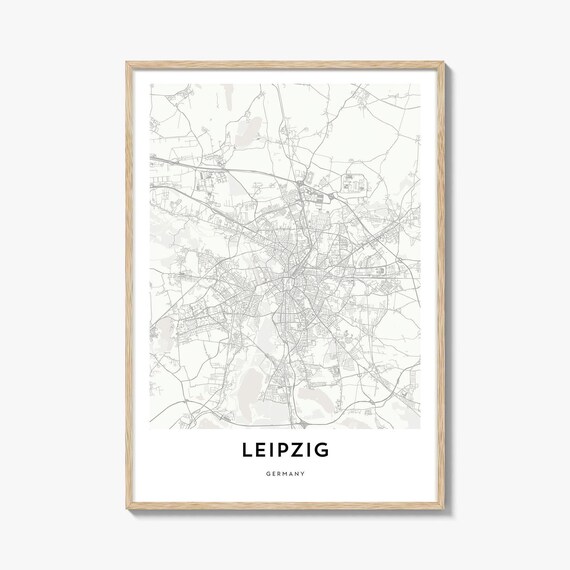 Leipzig Germany Minimalist Black White City Street Map Art Print