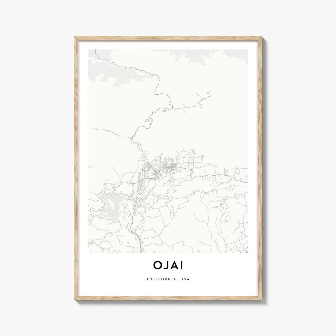 Ojai California Valley Minimalist City Street Map Gift Poster