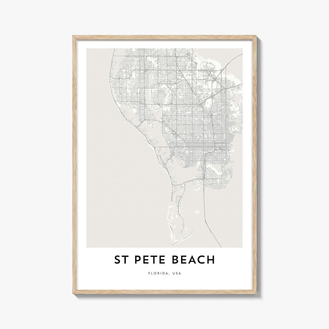 St Pete Beach Map Art Print, Florida Travel Poster