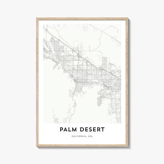 Minimalist Palm Desert California Street Map City Line Art Wall Print