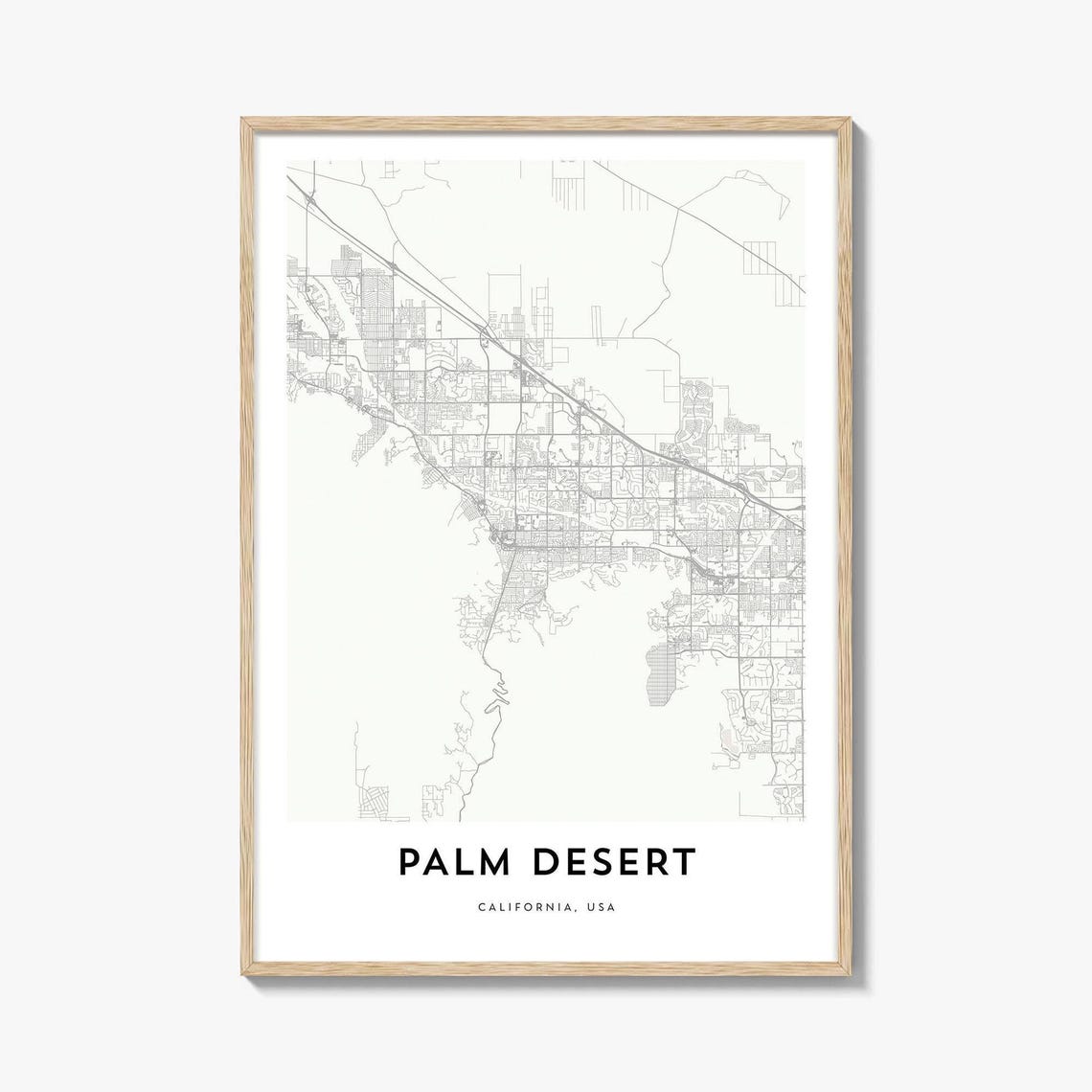 Minimalist Palm Desert California Street Map City Line Art Wall Print