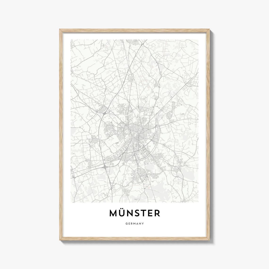 Münster Germany Minimalist City Street Map European Travel Poster