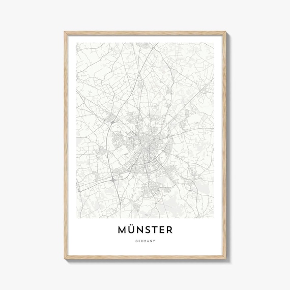 Münster Germany Minimalist City Street Map European Travel Poster