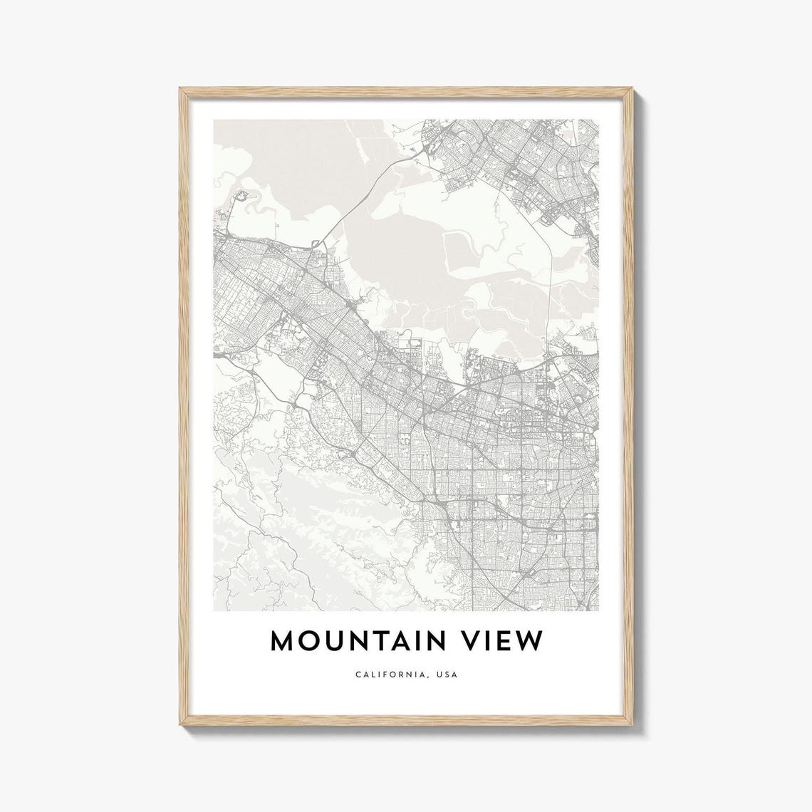 Mountain View California Minimalist City Street Map Decor Poster