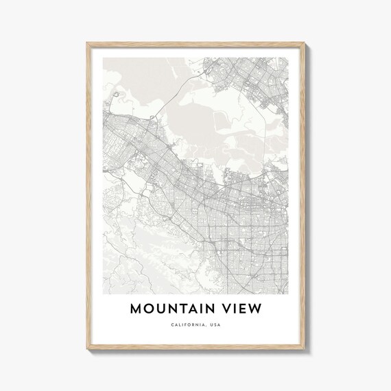 Mountain View California Minimalist City Street Map Decor Poster