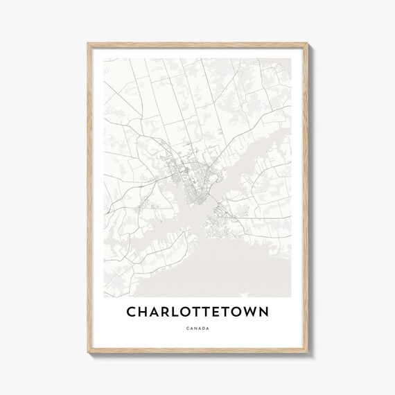 Charlottetown Canada Minimalist Harbor Map Poster in Modern Light Style