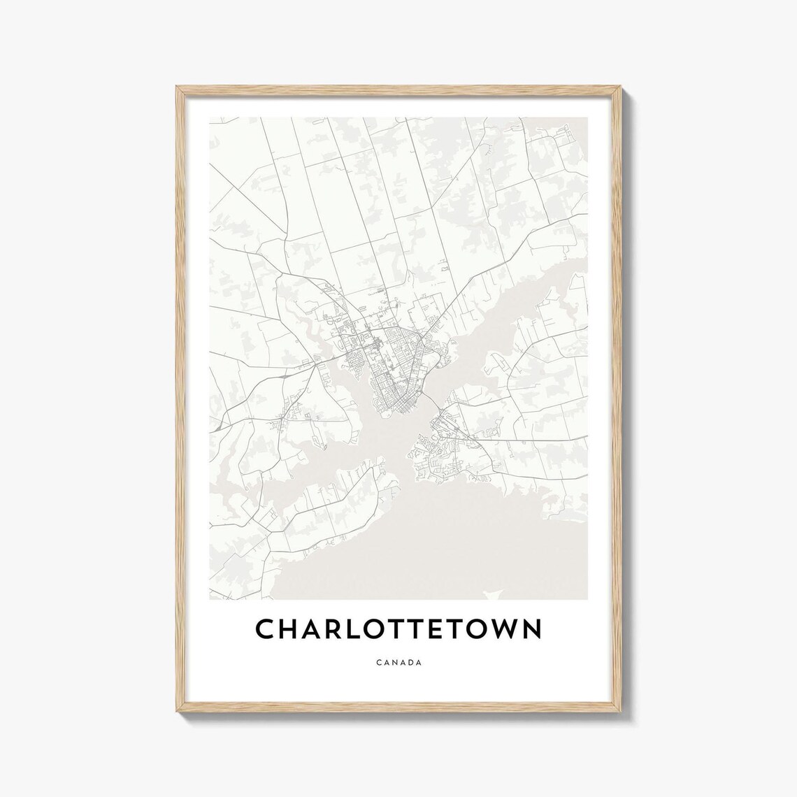 Charlottetown Canada Minimalist Harbor Map Poster in Modern Light Style