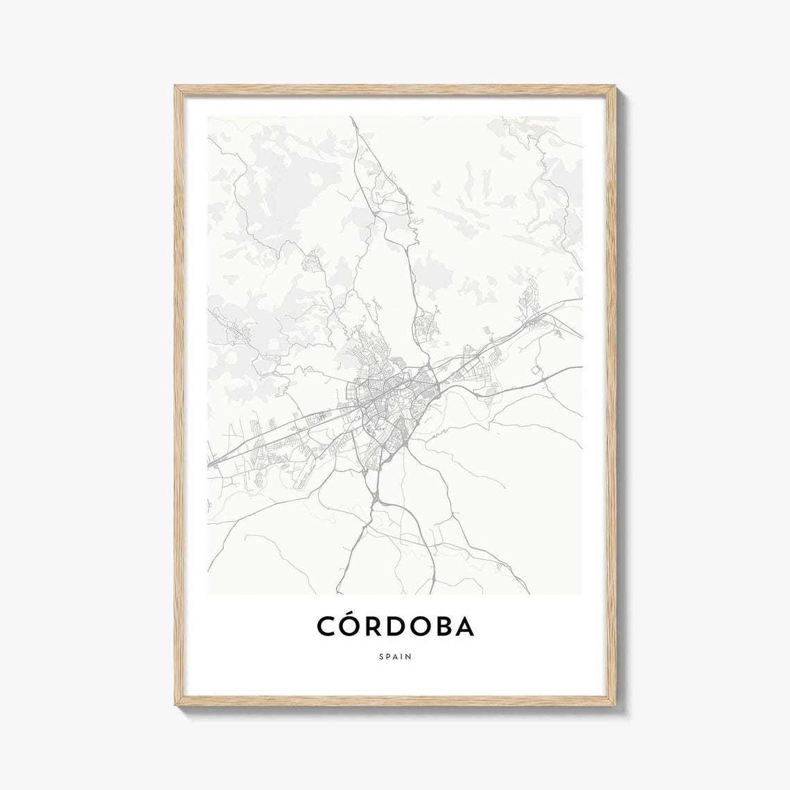 Córdoba Spain Minimalist Street Map Andalusia Line Art Wall Art