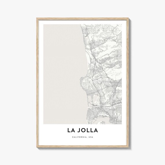 La Jolla California Coastal Minimalist Street Map Beach Town Poster