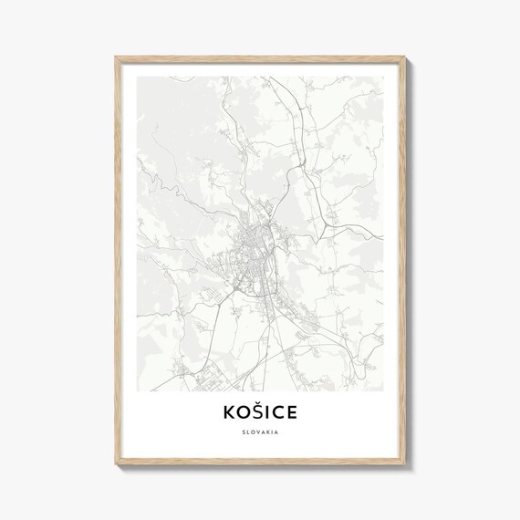 Kosice Slovakia Minimalist City Street Map Line Art Decor Poster