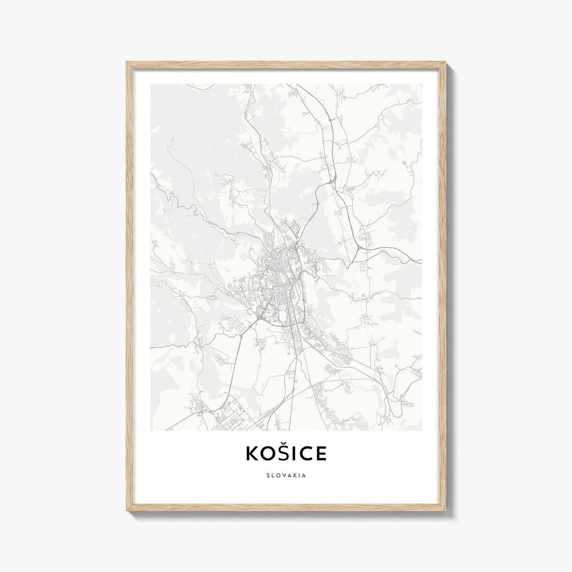 Kosice Slovakia Minimalist City Street Map Line Art Decor Poster