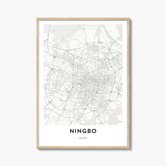 Ningbo China Minimalist Line Street Map City Travel Art Poster