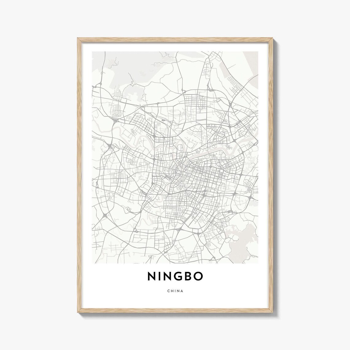 Ningbo China Minimalist Line Street Map City Travel Art Poster