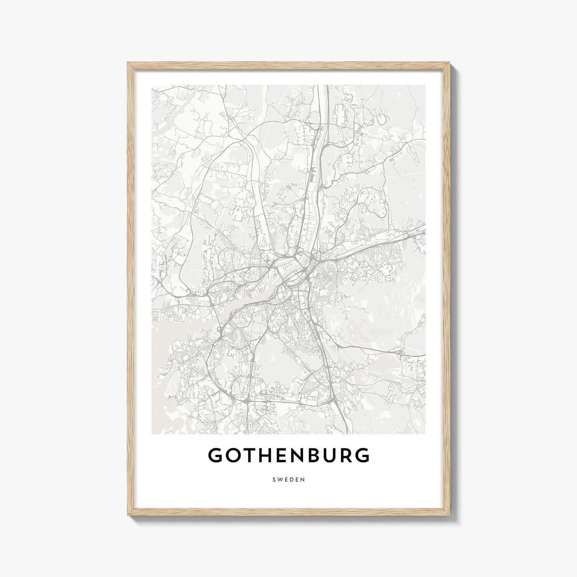 Gothenburg Sweden Minimalist City Street Map Modern Decor Poster