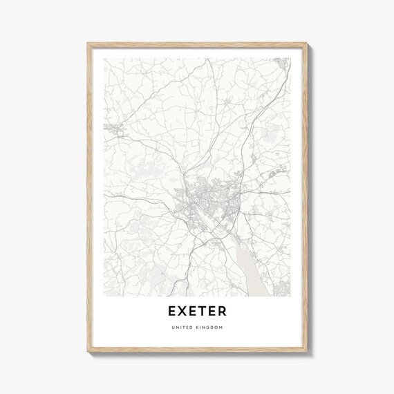 Minimalist Exeter United Kingdom Street Map City Road Art Poster