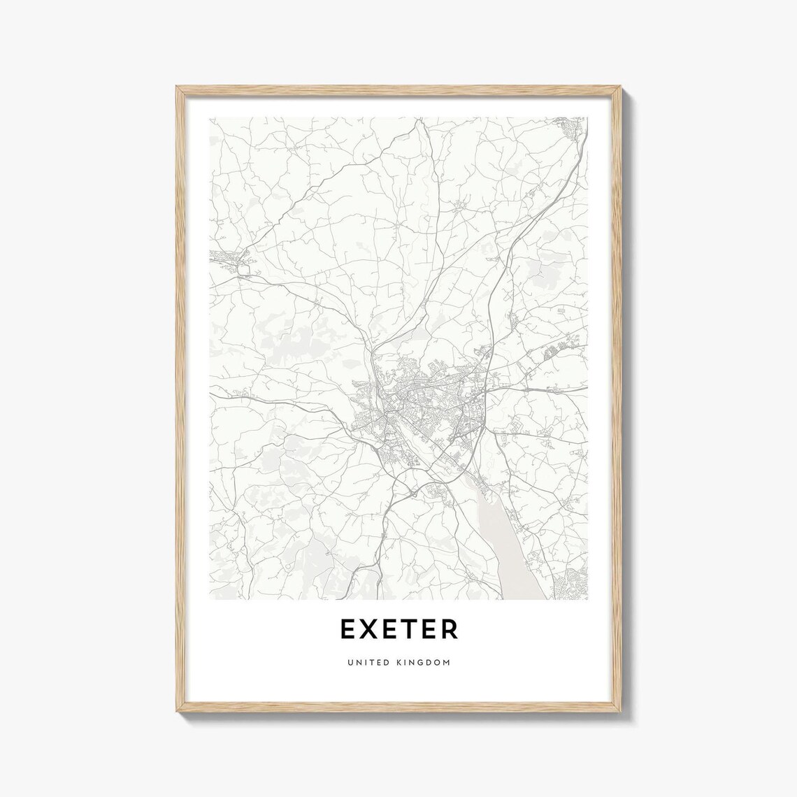 Minimalist Exeter United Kingdom Street Map City Road Art Poster