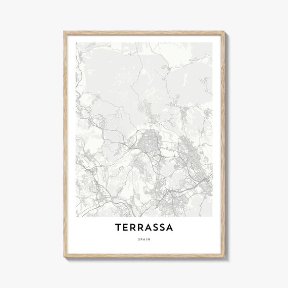 Terrassa Spain Minimalist Black and White City Map Art Poster