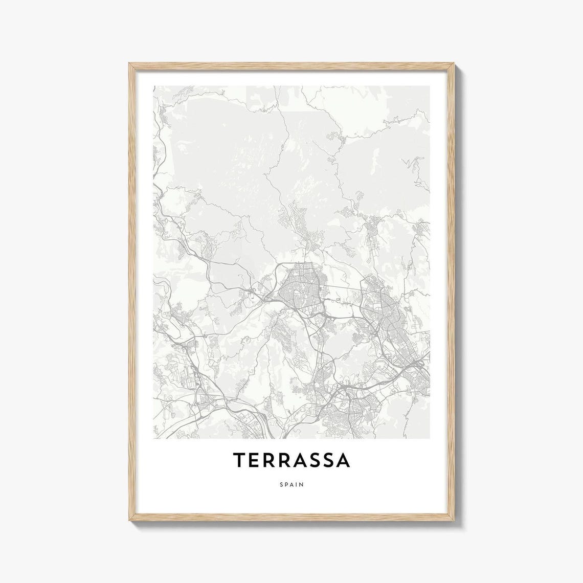Terrassa Spain Minimalist Black and White City Map Art Poster