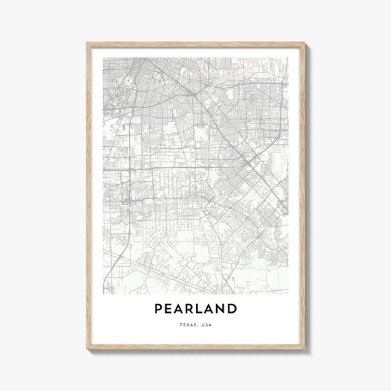 Pearland Texas USA Minimalist City Street Map Travel Art Poster