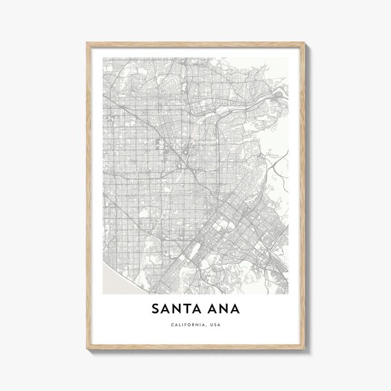 Santa Ana California USA City Map Street Art Minimalist Travel Poster