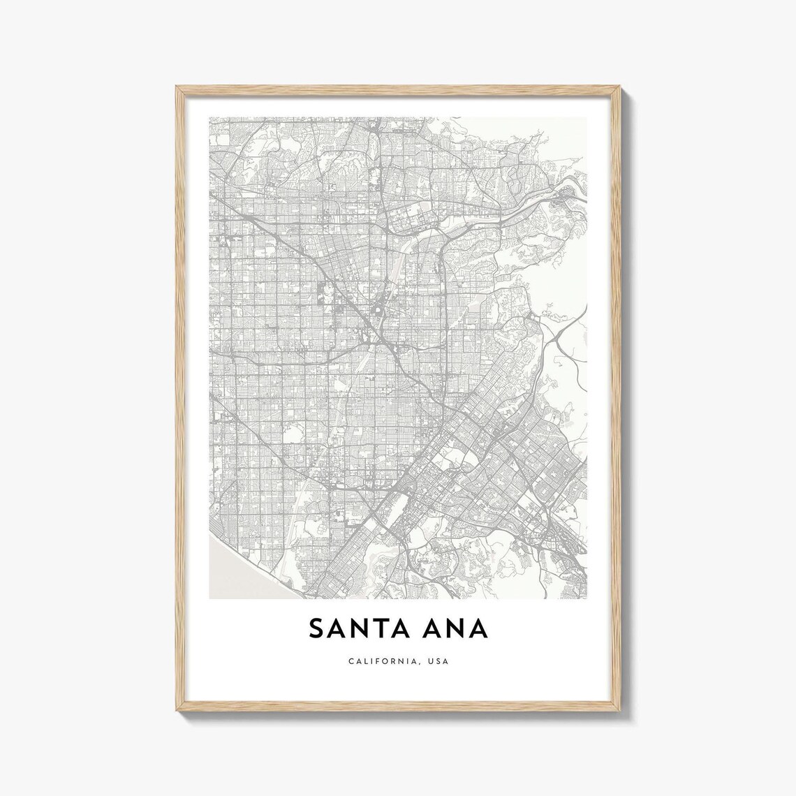 Santa Ana California USA City Map Street Art Minimalist Travel Poster