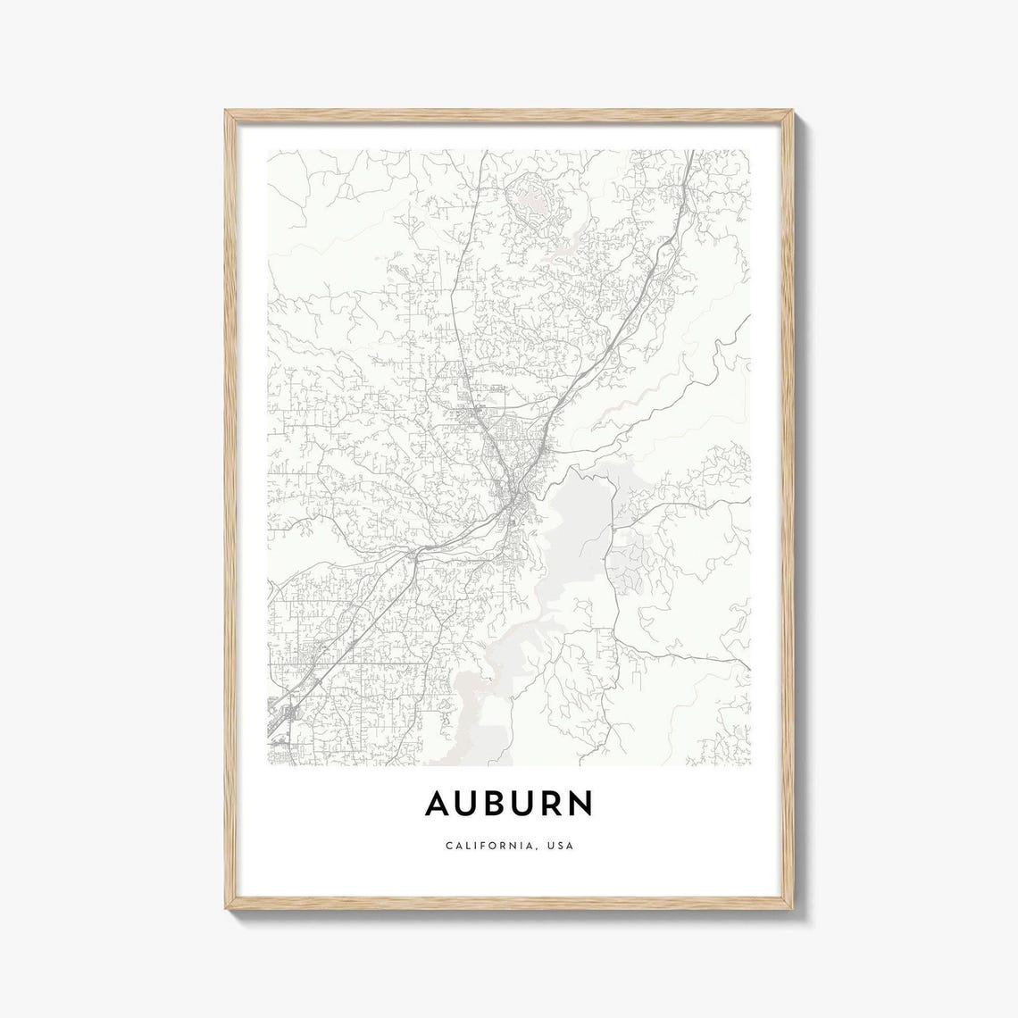 Auburn California USA Minimalist City Street Map Line Art Poster