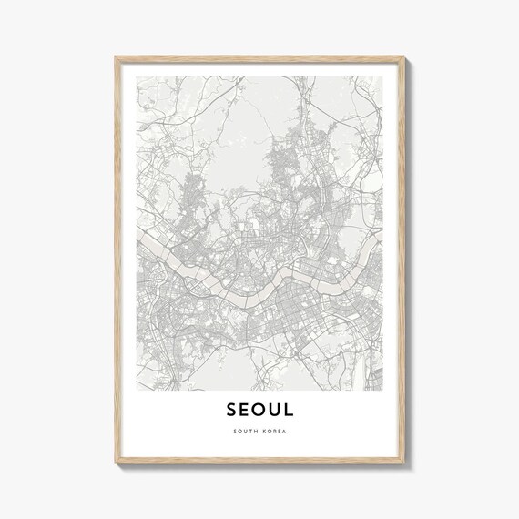 Seoul South Korea Minimalist City Street Line Map Art Poster