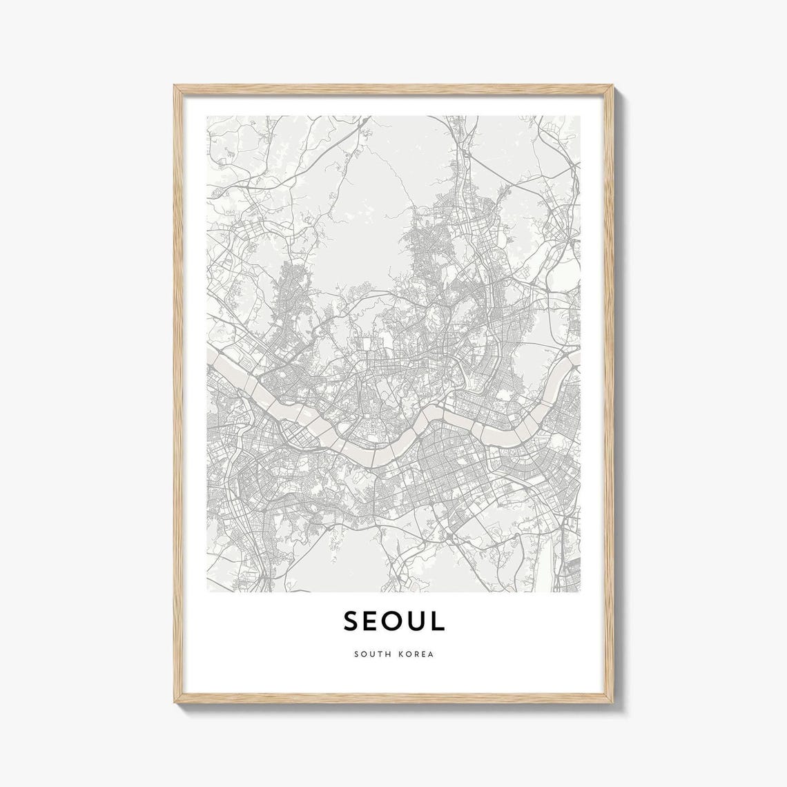 Seoul South Korea Minimalist City Street Line Map Art Poster