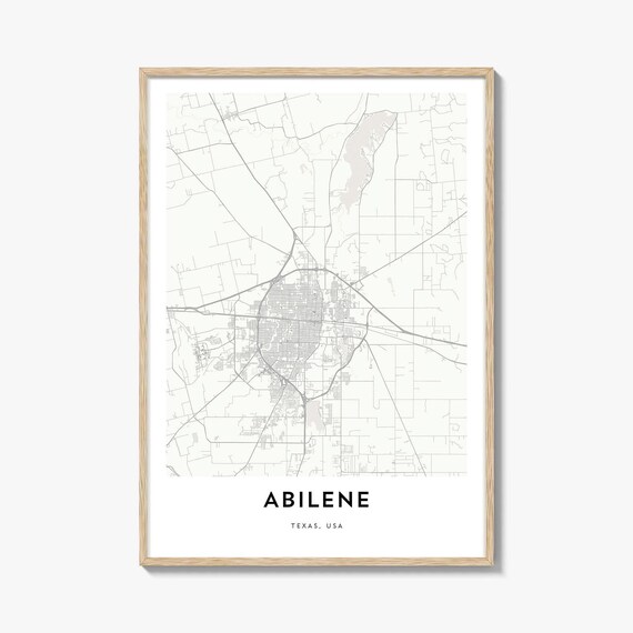 Abilene Texas Modern Minimalist City Street Map Line Art Print