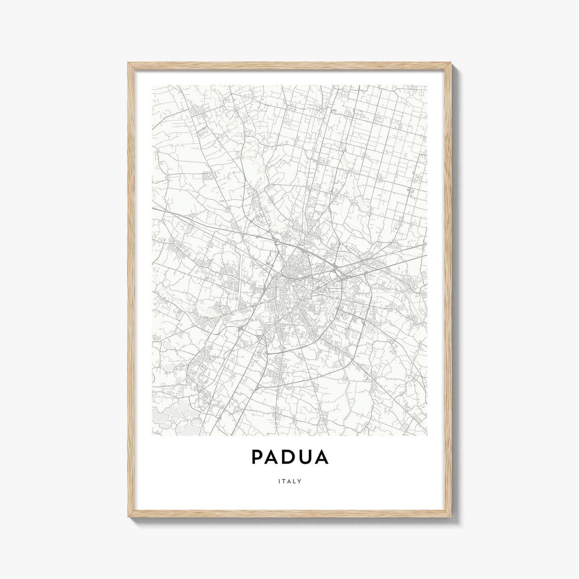 Padua Italy Minimalist City Street Map Travel Artwork Poster