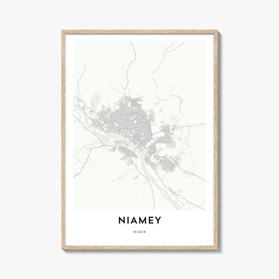 Niamey Niger Minimalist Neutral City Street Map Art Wall Poster