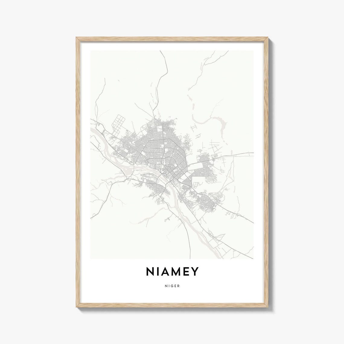 Niamey Niger Minimalist Neutral City Street Map Art Wall Poster