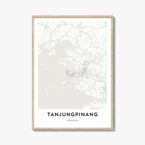 Tanjungpinang Indonesia Minimalist Black and White City Map Poster