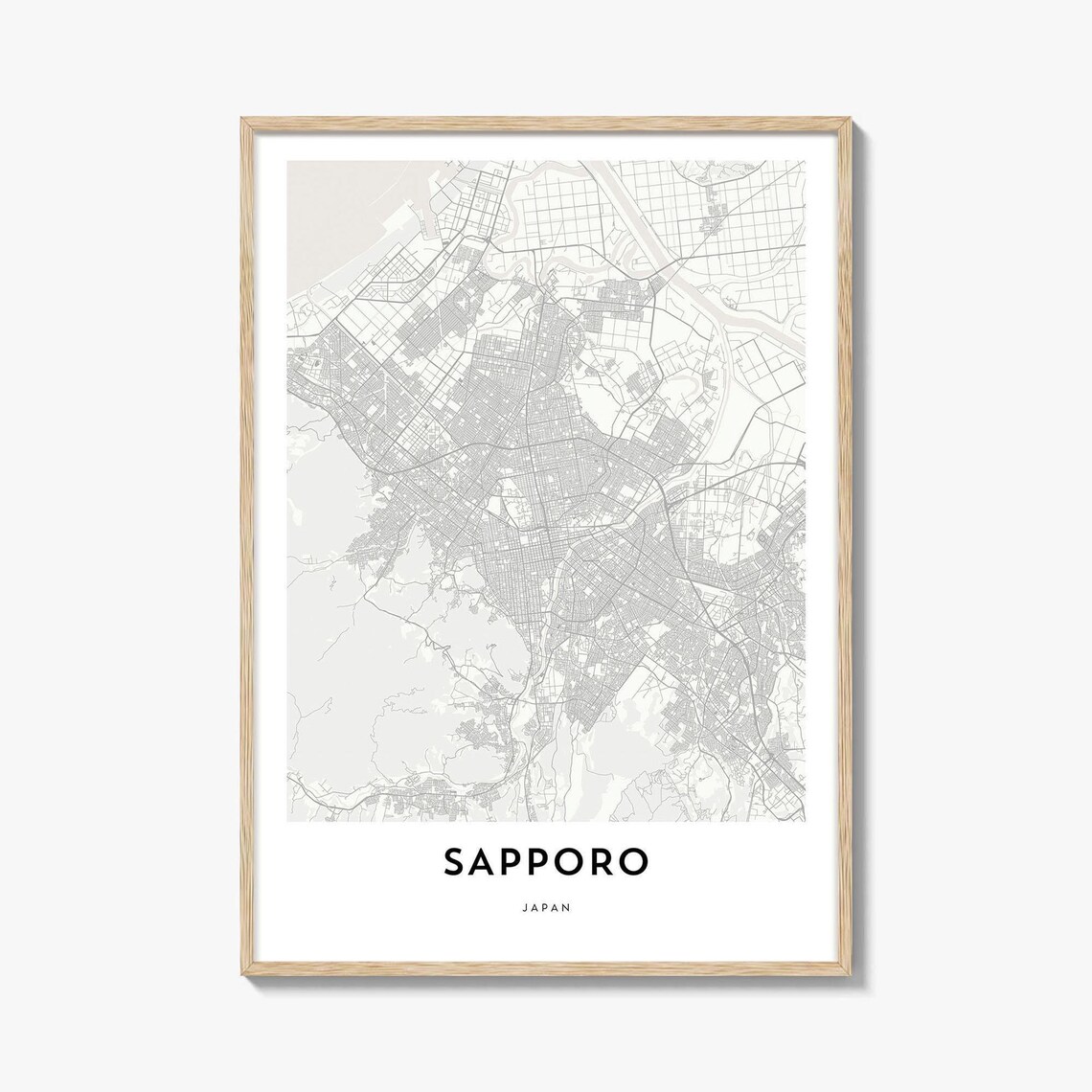 Sapporo Hokkaido Japan City Map Street Art Minimalist Travel Poster