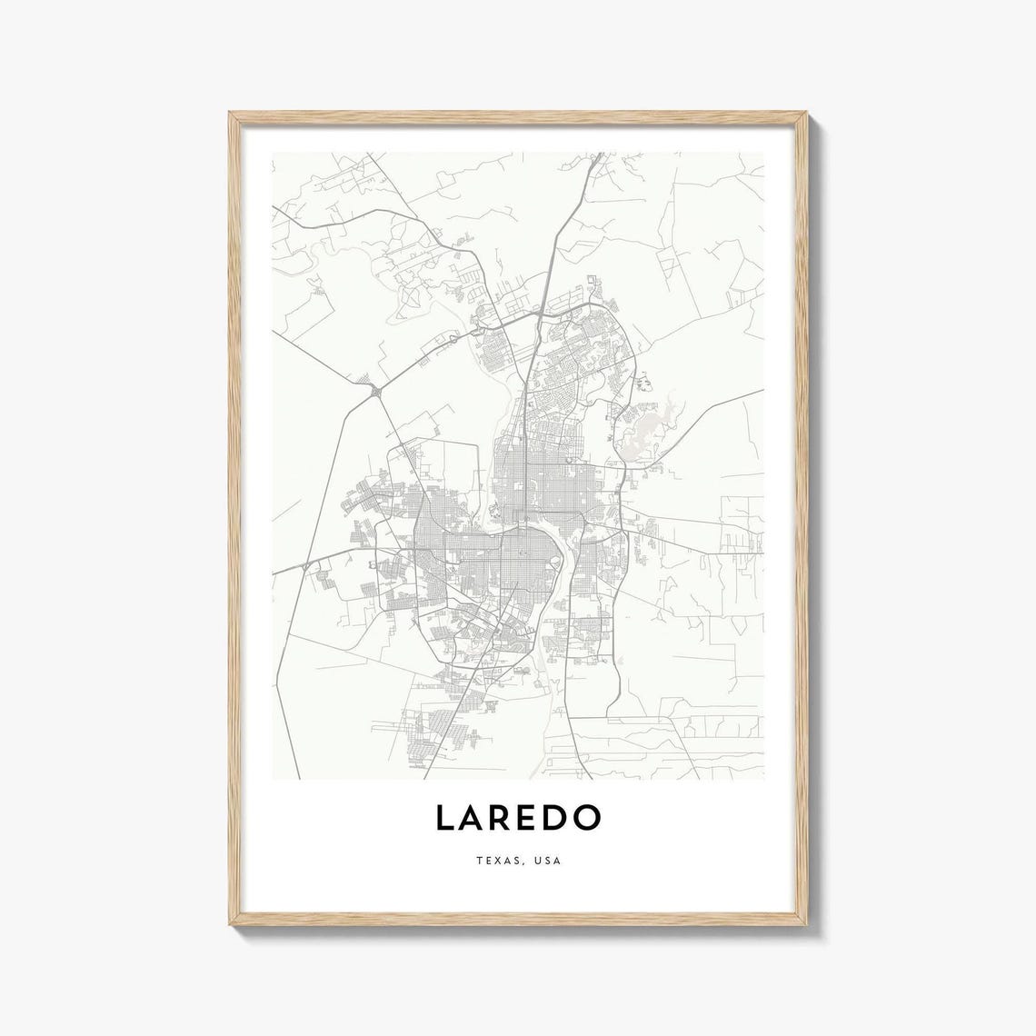 Laredo Texas Minimalist City Street Map Travel Home Decor Poster