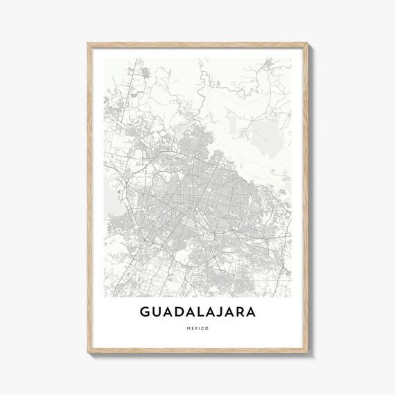 Guadalajara Mexico Minimalist Black And White City Map Poster