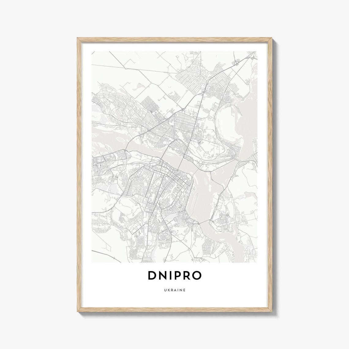 Dnipro Ukraine Minimalist City Map Line Art Wall Decor Print